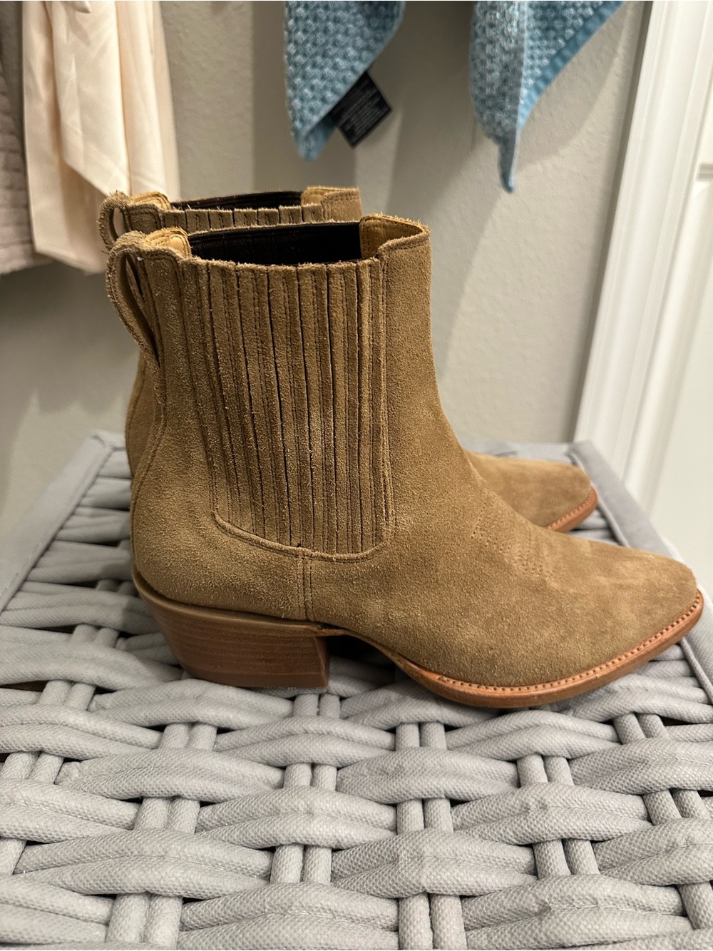 Tecovas Taylor Suede Booties in Latte - Picture 11 of 15